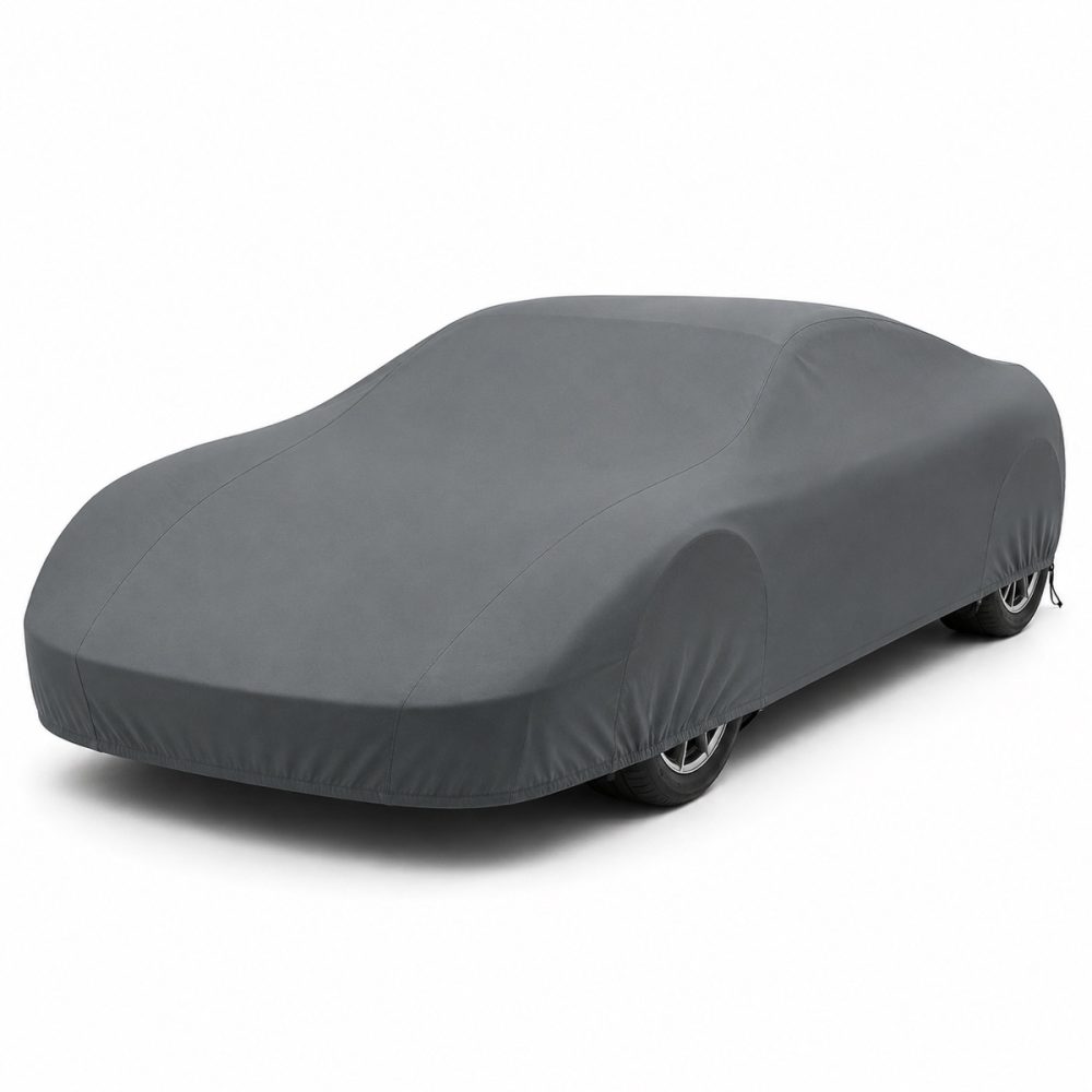 Housse de protection extérieure Urban gris anthracite sur mesure posée sur une Ferrari F355 Berlinetta, vue avant 3/4