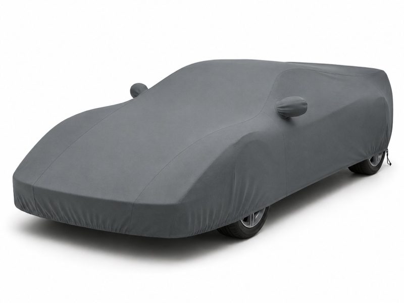 Housse de protection extérieure Urban gris anthracite sur mesure posée sur une Ferrari F40, vue avant 3/4