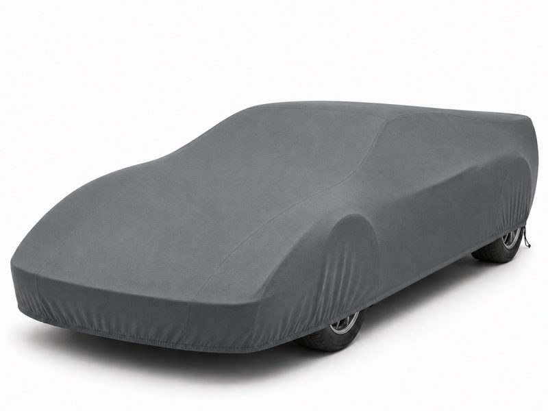Housse de protection extérieure Urban gris anthracite sur mesure posée sur une Ferrari Testarossa Monospecchio, vue avant 3/4