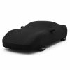 Housse intérieure Jersey Noir pour Ferrari 458 Italia Housse de protection intérieure Jersey noire sur mesure posée sur une Ferrari 458 Italia, vue avant 3/4