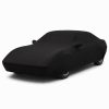 Housse de protection intérieure Jersey noire sur mesure posée sur une Ferrari Mondial Cabriolet, vue avant 3/4