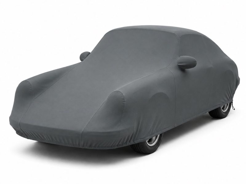 Housse de protection extérieure Urban gris anthracite sur mesure posée sur une Porsche 911 901, vue avant 3/4