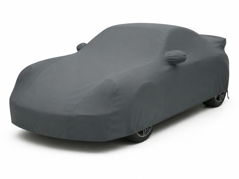 Housse extérieure Urban Gris anthracite pour Porsche 911 GT3 (997) Housse de protection extérieure Urban gris anthracite sur mesure posée sur une Porsche 911 GT3 997, vue avant 3/4