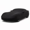 Housse de protection intérieure Jersey noire sur mesure posée sur une Ferrari 812 Superfast, vue avant 3/4