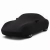 Housse de protection intérieure Jersey noire sur mesure posée sur une Porsche 911 996 Coupé Targa, vue avant 3/4