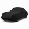 Housse intérieure Jersey Noir pour Porsche 911 SC (G-Serie) Coupé / Targa Housse de protection intérieure Jersey noire sur mesure posée sur une Porsche 911 SC G-Serie, vue avant 3/4