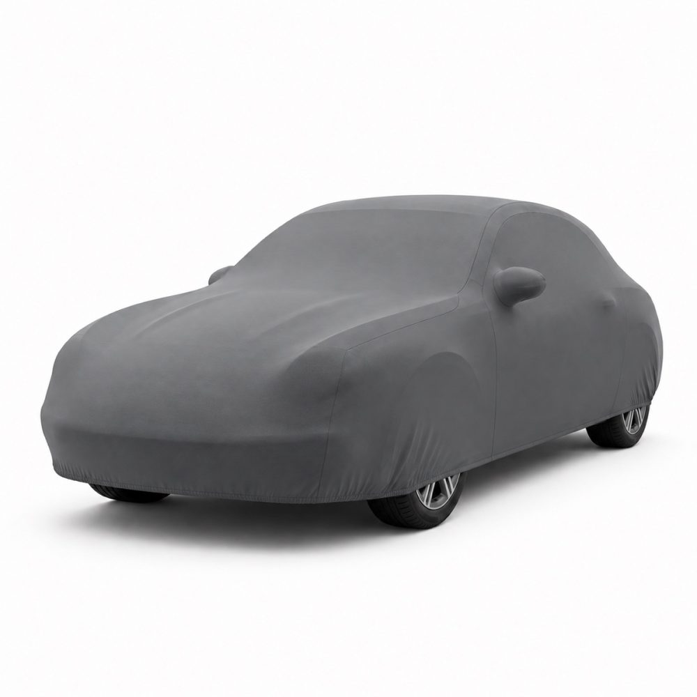 Housse intérieure Lycra Gris anthracite pour Porsche 356 B Housse de protection intérieure Lycra gris anthracite sur mesure posée sur une Porsche 356 B, vue avant 3/4