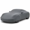 Housse de protection intérieure Lycra gris anthracite sur mesure posée sur une Porsche 911 992, vue avant 3/4