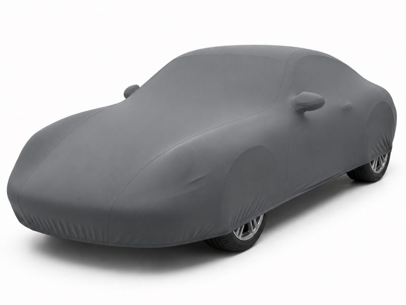 Housse intérieure Lycra Gris anthracite pour Porsche 911 (996) Coupé / Targa Housse de protection intérieure Lycra gris anthracite sur mesure posée sur une Porsche 911 996 Coupé Targa, vue avant 3/4
