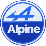 Écusson brodé Alpine à coudre sur une housse de voiture sur mesure