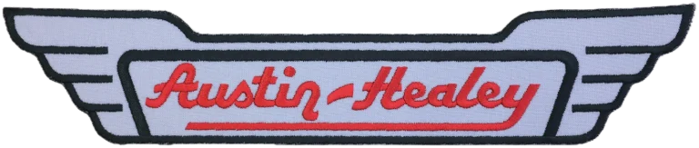 Écusson brodé Austin-Healey à coudre sur une housse de voiture sur mesure