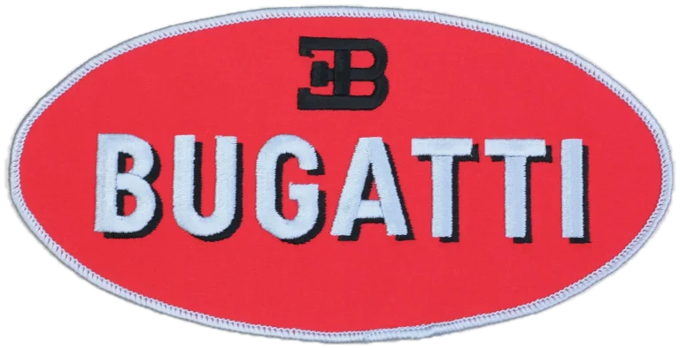 Écusson brodé Bugatti à coudre sur une housse de voiture sur mesure