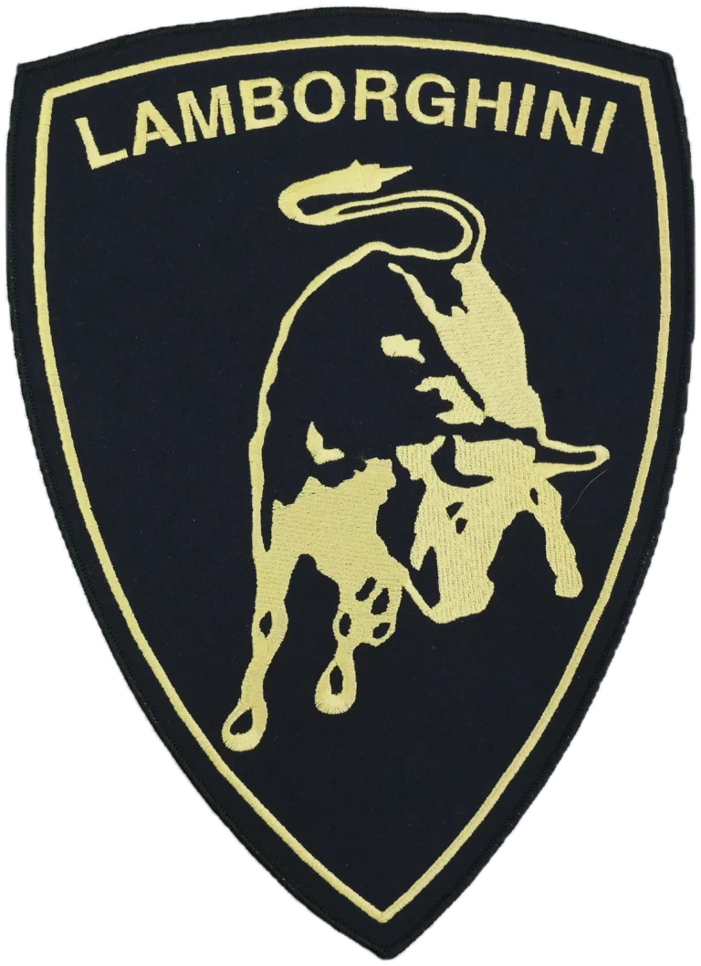Écusson brodé Lamborghini à coudre sur une housse de voiture sur mesure