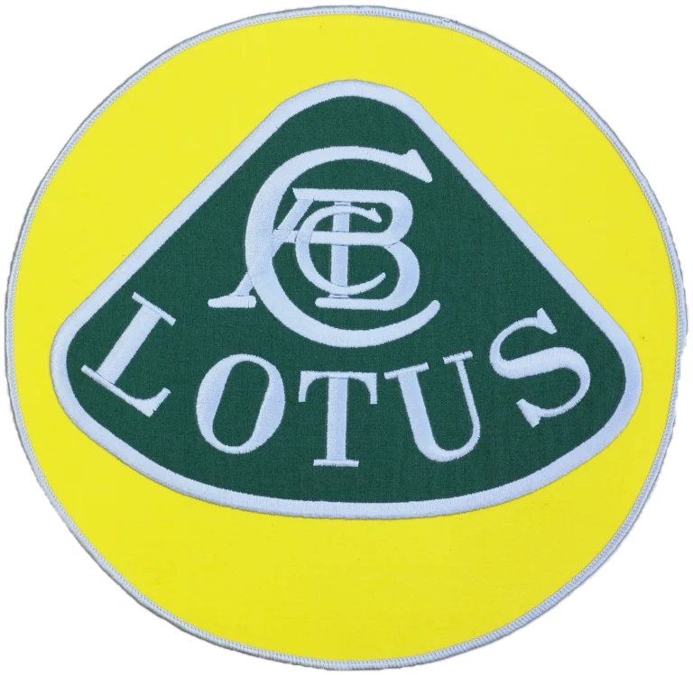 Écusson brodé Lotus à coudre sur une housse de voiture sur mesure