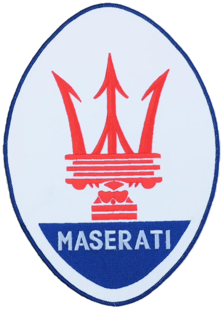 Écusson brodé Maserati à coudre sur une housse de voiture sur mesure