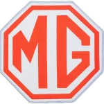 Écusson brodé MG à coudre sur une housse de voiture sur mesure