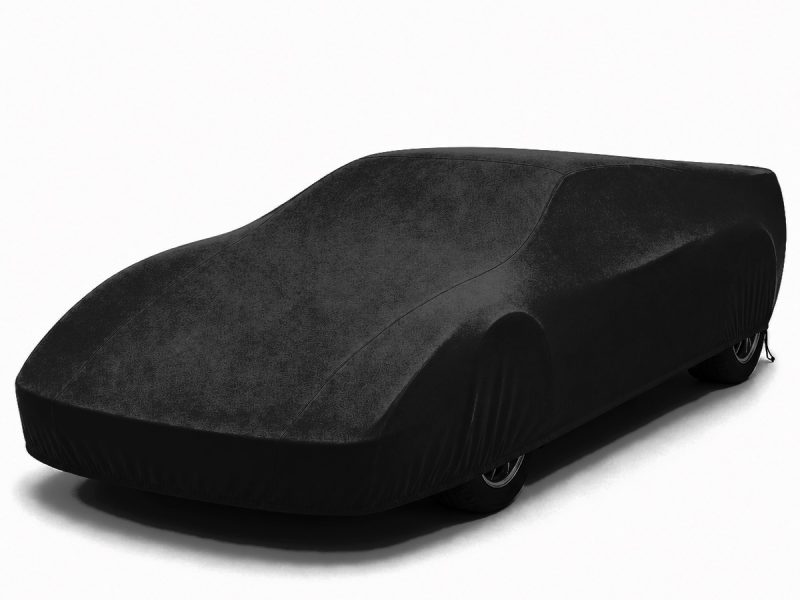 Housse extérieure Urban Noir Ferrari Testarossa « Monospecchio » Housse extérieure Urban noire posée sur une Ferrari Testarossa « Monospecchio », vue avant trois quarts