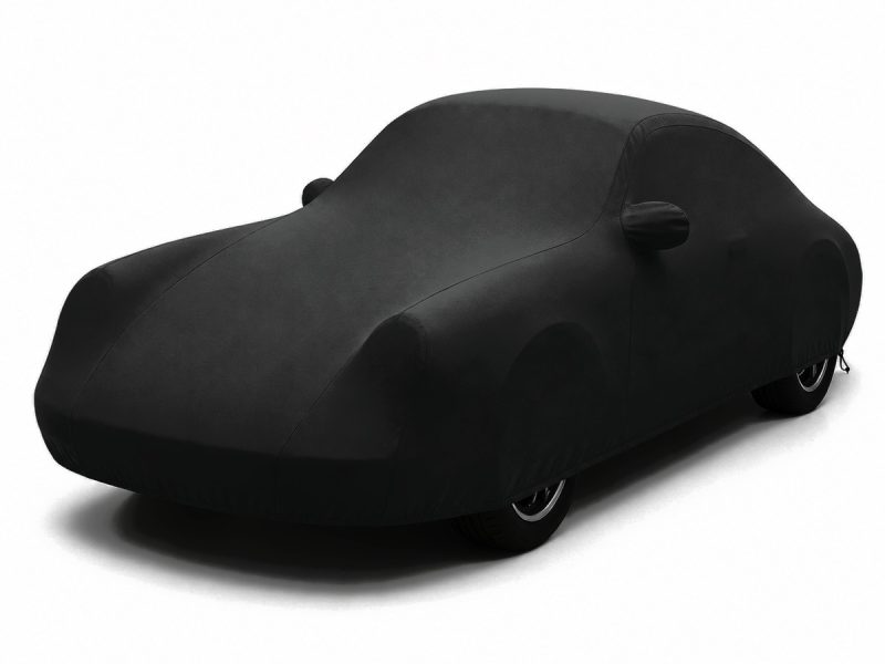 Housse extérieure Urban Noir Porsche 911 (964) Housse extérieure Urban noire posée sur une Porsche 911 (964), vue avant trois quarts