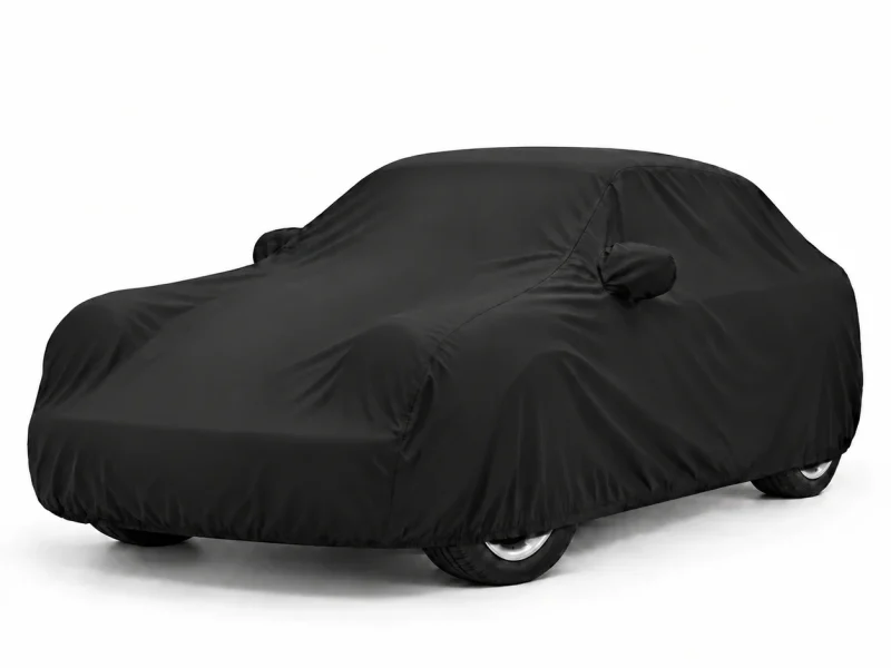 Housse extérieure Urban noire sur mesure pour Porsche Cayenne (955/957), vue de trois-quarts avant (illustration sur une Porsche 911 Carrera 2 (964))